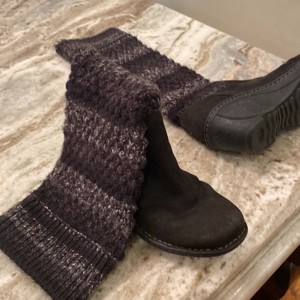 Ugg sweater wedge boots with leather foot - Picture 4 of 7